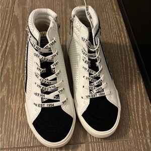 Vintage Havana Black and White High-Top Sneakers